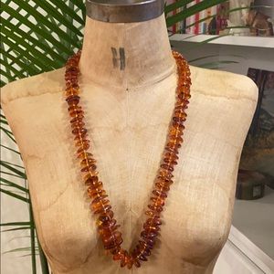 Amber Bead Necklace - Honey Brown Necklace